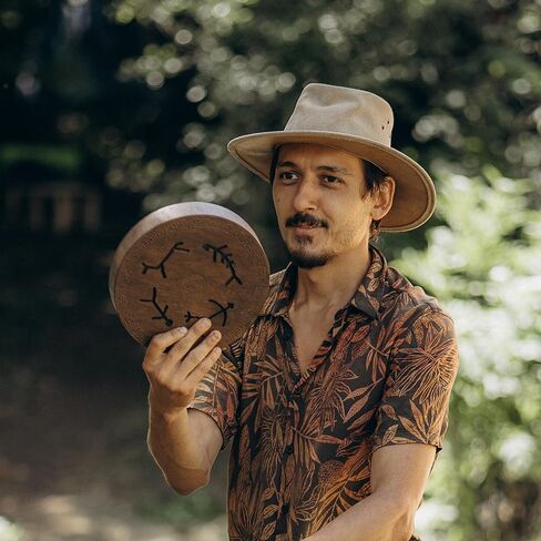 قرص المطر، 8.6 بوصة (22 سم) طبلة المحيط الخشبية، أداة شفاء الصوت للتأمل واليوجا والاسترخاء، تصميم بدائي in Kuwait