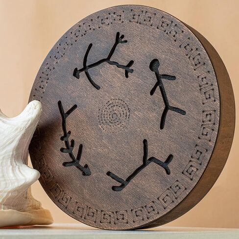 قرص المطر، 8.6 بوصة (22 سم) طبلة المحيط الخشبية، أداة شفاء الصوت للتأمل واليوجا والاسترخاء، تصميم بدائي in Kuwait