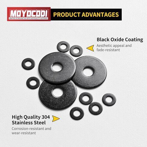 5/16 x 1'' (50 Pack) Black Oxide Stainless Steel Fender Washers, 1'' OD, (18-8) 304 Stainless Steel Metal Repair Washers for Screws and Bolts in Saudi Arabia