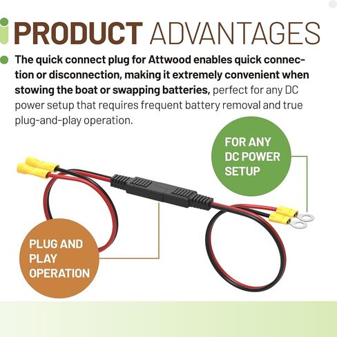 14367-6 Marine Battery Quick Connect, Low-Current Battery Connector for Boat Electronics, Compatible with Attwood, Minn Kota, Newport, and MotorGuide Accessories in Kuwait