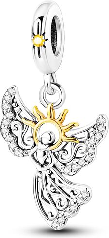 NUJIFFY 925 Sterling Silver Charms Beads for Bracelets & Necklaces, Angel Wing Star Pendants, Cute Retro Vitality Charm Gifts Jewelry for Women Men Teens in Kuwait