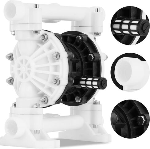 MXBAOHENG 898GPH Air Operated Double Diaphragm Pump, 100PSI Air Driven Diaphragm Pump, 15GPM Polypropylene Pneumatic Dual Diaphram Pump, for Waste Oil, Chemicals (56.67L/min) in Saudi Arabia