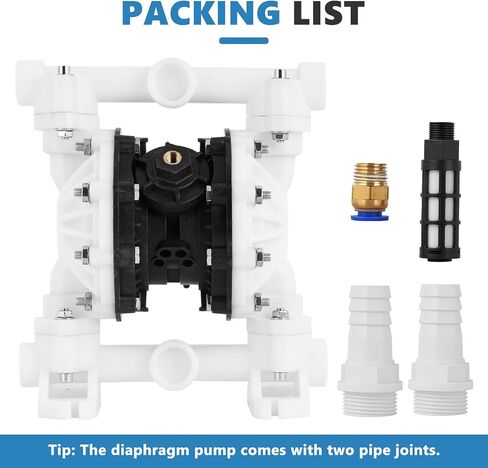 MXBAOHENG 898GPH Air Operated Double Diaphragm Pump, 100PSI Air Driven Diaphragm Pump, 15GPM Polypropylene Pneumatic Dual Diaphram Pump, for Waste Oil, Chemicals (56.67L/min) in Saudi Arabia
