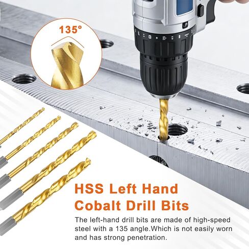 مجموعة مستخرج براغي مقلمة مكونة من 11 قطعة ولقم مثقاب لليد اليسرى - مجموعة مستخرج براغي سهلة لإزالة البراغي المكسورة، طقم مستخرج براغي تالف HSS مع حقيبة تخزين، هدية رائعة in Kuwait