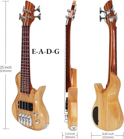 Batking Mini Electric Bass Guitar, Travel Ubass 4 Strings, Fretted Ukelele Bass with Gig bag & Wrench in Kuwait