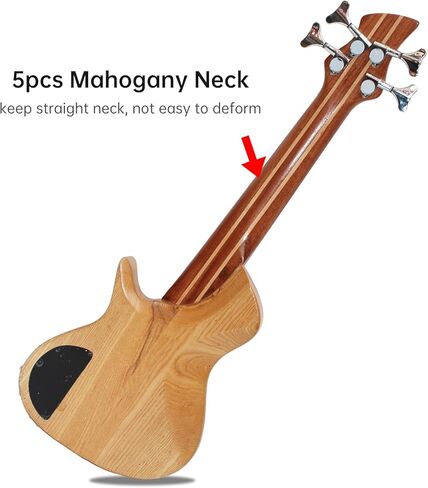 Batking Mini Electric Bass Guitar, Travel Ubass 4 Strings, Fretted Ukelele Bass with Gig bag & Wrench in Kuwait