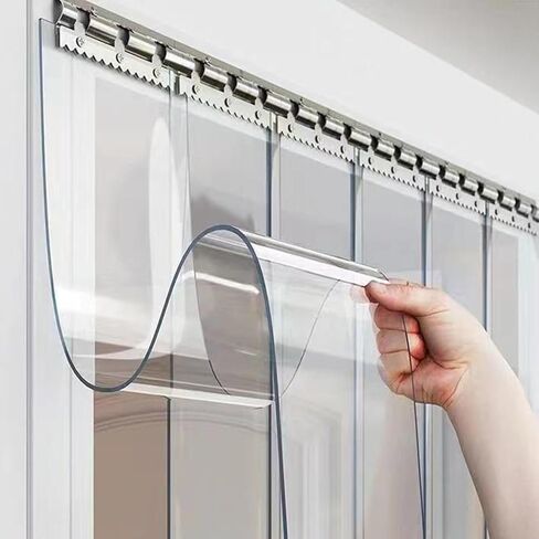 طقم ستائر شريط PVC شفاف تجاري، مجموعة من 7 شرائط أبواب PVC، مقاومة للماء والرياح لأبواب الفريزر والمستودعات in Kuwait