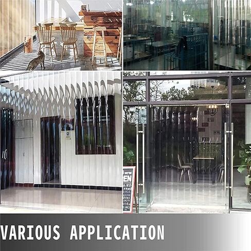 طقم ستائر شريط PVC شفاف تجاري، مجموعة من 7 شرائط أبواب PVC، مقاومة للماء والرياح لأبواب الفريزر والمستودعات in Kuwait