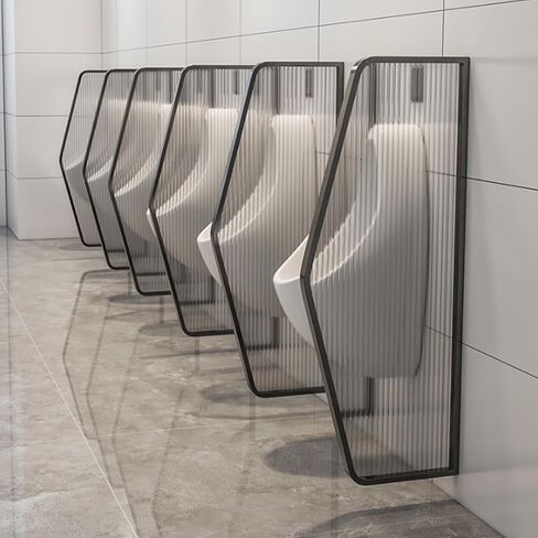 Gold Tempered Glass Bathroom Partitions with Stainless Steel Fittings - 5PCS for Enhanced Privacy in Public Restrooms, Ideal for Bars, Restaurants & Commercial Spaces in Kuwait