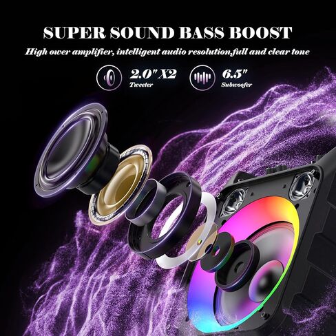 Karaoke Machine for Adults & Kids, 5.3 Bluetooth Speaker Portable with 2 Wireless Microphones, Bass/Treble Adjustment, Remote and LED Light, Support REC/FM/AUX/USB/TF for Home Party, Blackpink in Saudi Arabia