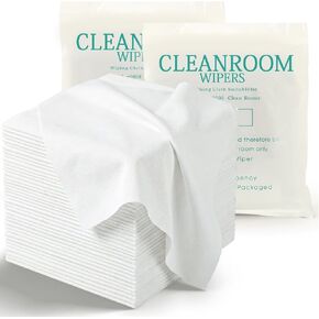 100 Pcs Cleanroom Cloth Wipes Microfiber Lint Free Cloth Disposable Clean Cloths Laser Sealed Edge for Lab Semiconductor Industries and Printing (9 x 9 Inches) in Kuwait