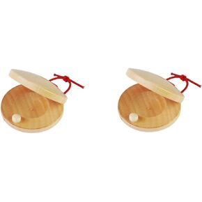 Wooden Castanet, Percussion Instrument - 2Pcs Hand Finger Castanets, Wood Castanets Classroom DIY Rhythm Music Musical Instrument in Kuwait