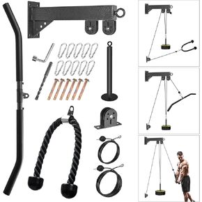Wall Mounted Pulley System, Low Cable Machine Pulley System for LAT Pulldown, Biceps Curl Home Gym Equipment with Fitness Pull Down Bar, Tricep Rope in Saudi Arabia