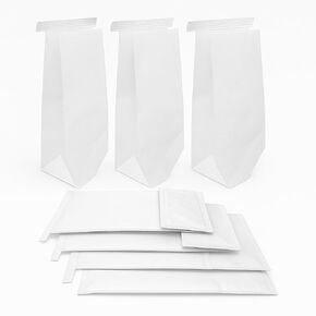 Dental Lab Delivery Bags - Pack of 100 White Poly-Lined 6"x3.5"x11" Extra Thick Paper Bags with Tin Tie Closure - Secure & Professional Packaging in Kuwait
