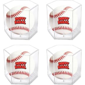 قطعتان من حافظة عرض البيسبول، حامل بيسبول أكريليك شفاف مع حامل مدمج، صندوق عرض أكريليك قابل للتكديس لكرات البيسبول ذات الحجم الرسمي، صناديق أكريليك للعرض (مسدس) in Kuwait