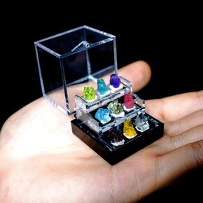 9 Rare Natural Gemstone Collection Gift Box-Peridot, Apatite & 7 Exquisite Minerals-Square Acrylic Tiered Display Case - Ideal Birthday & Christmas Gifts for Mineral Enthusiasts,Geography Enthusiast in Kuwait