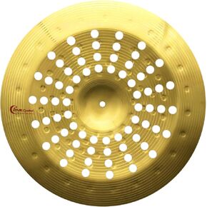 صنج صيني للقمامة مقاس 45.72 سم مزود بفتحات، صنج ذو تأثيرات خاصة احترافية لمجموعة الطبول، نغمة عميقة وداكنة وتسوس سريع، سبيكة متينة، مثالية لموسيقى الروك والمعادن والجاز in Kuwait