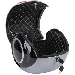 حافظة علوية من SUNGOOYUE بسعة 32 لتر ABS مع بطانة قابلة للإزالة، مناسبة عالميًا للدراجة الكهربائية سكوتر، حامل تخزين متين مع مسند ظهر للركاب (أسود) in Kuwait