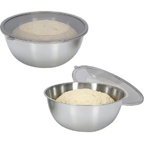 عبوتان من حاوية تدقيق عجينة البيتزا، صندوق تدقيق العجين المستدير من الفولاذ المقاوم للصدأ مع غطاء شفاف، حاوية تخزين البيتزا للتخمير البارد، وارتفاع الخبز، وإعداد الثلاجة، والخبازين المنزليين in Kuwait