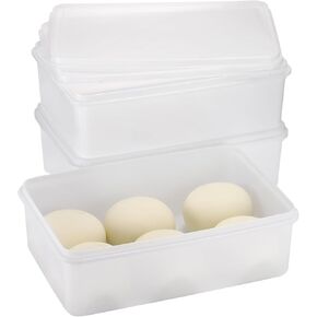 صندوق تدقيق عجينة البيتزا، عبوة مكونة من 3 حاويات تدقيق قابلة للتكديس مع أغطية، تناسب 4 كرات بيتزا (12.6 × 8.7 بوصة)، صندوق عجينة احترافي للفردج والمطبخ والنزهة (صغير) in Kuwait