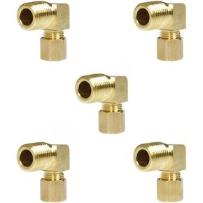 تركيب الكوع النحاسي 69CC - لجزء أنظمة ضاغط الهواء الهوائية 69CC-5Pack - 1/4" x 1/4" Tube OD x Male NPTF 90 درجة -65 درجة فهرنهايت إلى +250 درجة فهرنهايت 5 عبوات صفراء in Kuwait