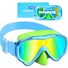 نظارات سباحة للأطفال من MOMUSE مع حزام من القماش الناعم 3-14، نظارات سباحة ثلاثية الأبعاد غطاء أنف مانع للتسرب وعدسة حماية من الأشعة فوق البنفسجية in Kuwait