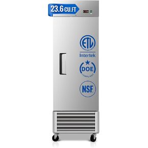 27" W Commercial Freezer, ETL Certified 23.6 Cu.ft Stainless Steel Reach-in Upright Freezer,Auto Defrost,Fan Cooling,Digital Temperature Control (-10°F - 10°F) Used to Restaurant,Bar,Shop in Saudi Arabia