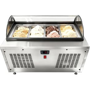 Malphi 33 in. 4-Pan Countertop Ice Cream Display Freezer with Curved Glass Top, ETL Listed in Kuwait