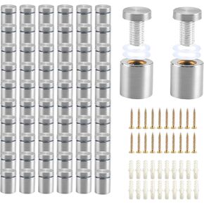 70 Pcs 1/2 x 1 Inch Sign Standoff Screws, Wall Stainless Steel Standoff Mounts Hardware Advertising, Glass Mounting Nail for Hanging Acrylic Picture Frame (Silver) in Kuwait