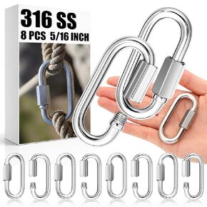 8 Pack 316 Stainless Steel Heavy Duty Quick Links D-Shape Locking Chain Connectors 875-2300 Lbs Working Load Marine Grade Safety Links for Towing Marine Camping Industrial Use(5/16") in Kuwait
