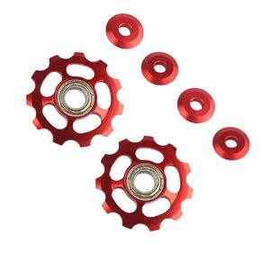 2 قطعة 11T الألومنيوم مختومة تحمل عجلة شد الخلفية Derailleur بكرة للدراجة الخلفية Derailleur الأحمر in Kuwait
