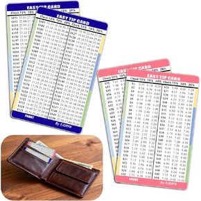 Tip Card for Wallet,4 Pcs Restaurant Tip Card - $1 to $100 and $101 to $200 with 15% 18% & 20% Tip Calculator,Durable PVC Card Size Tip Card for Pocket 3.37 × 2.125 in in Saudi Arabia