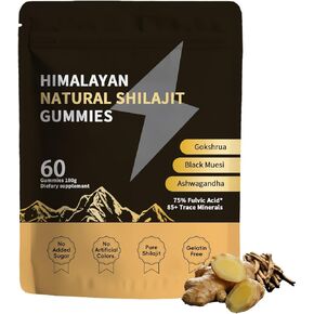 Shilajit Gold Gummies for Men & Women with Ashwagandha & Gokshura, 85+ Minerals & Fulvic Acid, Natural Energy & Wellness Support, 80 Count (01) in Saudi Arabia