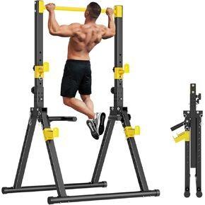 SogesHome Power Tower Dip Station Pull Up Bar for Home Gym, Adjustable & Foldable Multifunction Fitness Workout Station with Triangular Stability Design for Strength Training in Kuwait