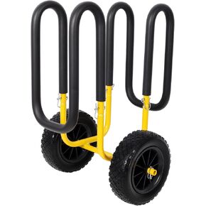 عربة كاياك بوزن 150 رطلاً لـ 2 SUPs وألواح ركوب الأمواج مقاس 10 بوصات إطارات مسطحة خالية من الشاطئ دوللي قابلة للطي كاياك دوللي مع حامل كاياك خفيف الوزن للتجميع السريع للعشب الرملي والحصى باللون الأصفر in Kuwait