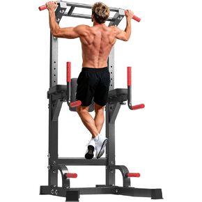 DlandHome Power Tower Pull Up Bar Station, Heavy Duty Adjustable Height for Home Gym Strength Training Equipment 330LBS Weight Capacity, Pull Up Dip Station in Kuwait