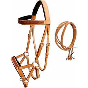 CHALLENGER Horse Western English Leather Bitless Sidepull Bridle w/Split Reins 77RS30TN in Saudi Arabia