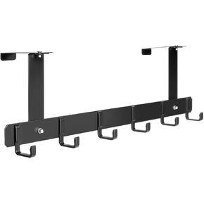 Adjustable Over The Door Hooks, Premium Metal Hooks for Hanging, Heavy Duty Door/Wall Coat Hangers and Towel Door Hangers for Bathrooms, Cubicle Hook with 6 Hooks(1 Pack, Black) in Saudi Arabia