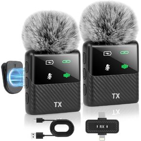 ميكروفون Kairiyard Mini Wireless Lavalier لأجهزة iPhone وiPad وهاتف Android، قابس تقليل الضوضاء وتشغيل مشبك مغناطيسي على ميكروفون طية صدر السترة لتسجيل الفيديو والبودكاست ومدونات الفيديو in Kuwait