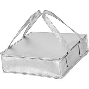 Insulated Pizza Delivery Bag - 12 Inch Pizza Warmer Bag for Carry Hot, Food Warmers for Parties & Catering, Portable Pizza Thermal Carrier with Handles, Silver, 1-Pack in Kuwait