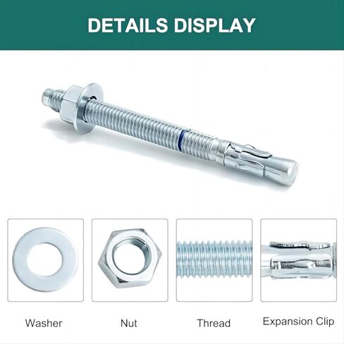 1/2" x 5-1/2" Concrete Anchors (100 Pack) 1/2 inch Wedge Anchors Bolts Zinc Plated in Kuwait