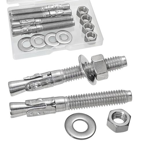 3/8"x 3" Concrete Anchor Bolts,5PCS 304 Stainless Steel Wedge Anchors Heavy-Duty Fastener for Cement and Concrete (3/8"x 3"（5PCS）) in Kuwait
