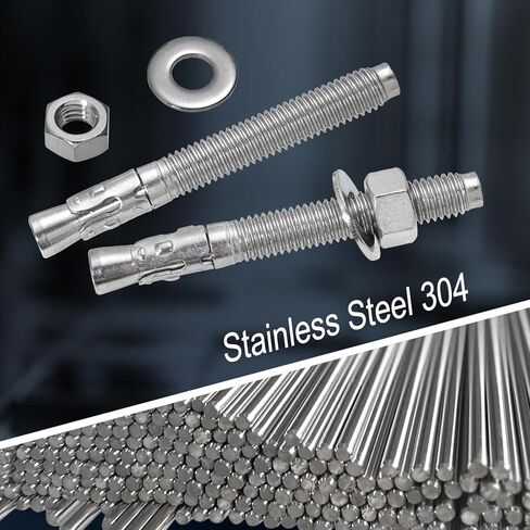 3/8"x 3" Concrete Anchor Bolts,5PCS 304 Stainless Steel Wedge Anchors Heavy-Duty Fastener for Cement and Concrete (3/8"x 3"（5PCS）) in Kuwait