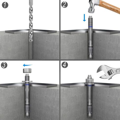 3/8"x 3" Concrete Anchor Bolts,5PCS 304 Stainless Steel Wedge Anchors Heavy-Duty Fastener for Cement and Concrete (3/8"x 3"（5PCS）) in Kuwait