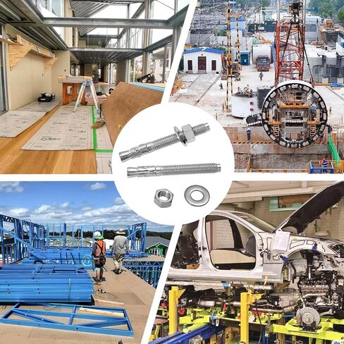 3/8"x 3" Concrete Anchor Bolts,5PCS 304 Stainless Steel Wedge Anchors Heavy-Duty Fastener for Cement and Concrete (3/8"x 3"（5PCS）) in Kuwait