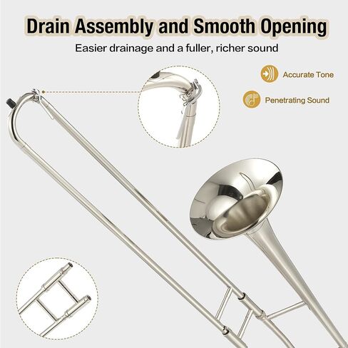Bb Alto Trombone for Beginners and Students – Nickel-Plated Brass Instrument with Case, Mouthpiece, Gloves, Cleaning Cloth – Accurate Tone, Strong Projection – Perfect for School Band in Saudi Arabia