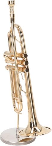 Miniature Trombone, Brass Lifelike Mini Musical Instrument Decor, with Stand, for Home Decoration Music Room Gift in Saudi Arabia