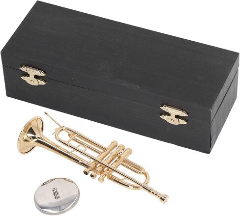 Miniature Trombone, Brass Lifelike Mini Musical Instrument Decor, with Stand, for Home Decoration Music Room Gift in Saudi Arabia