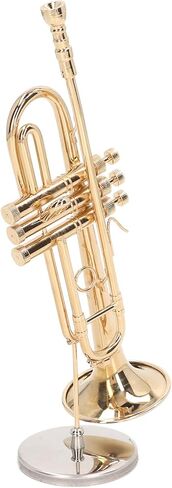 Miniature Trombone, Brass Lifelike Mini Musical Instrument Decor, with Stand, for Home Decoration Music Room Gift in Saudi Arabia