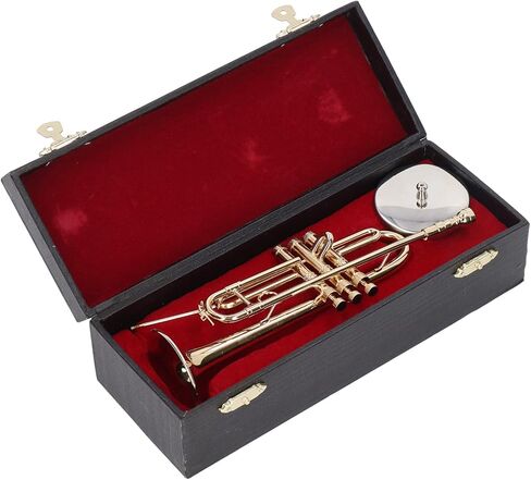 Miniature Trombone, Brass Lifelike Mini Musical Instrument Decor, with Stand, for Home Decoration Music Room Gift in Saudi Arabia